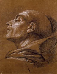 Studie, av Carle van Loo (1705-1765), sangvinisk teckning