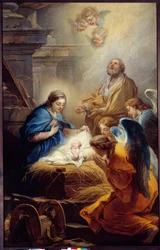 Änglarnas tillbedjan målning av Carle van Loo (1705-1765) 1751 Brest, Museum of Fine Arts