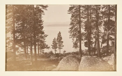 Fyra järnvägsscener och fyra vyer över Lake Tahoe: Lake Tahoe från Warm Springs