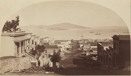 Alcatraz Island och San Francisco Bay, mot norr,1880-talet (foto)