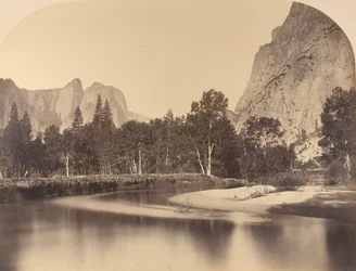 River View, Down the Valley, Cathedral Rock till vänster, 1861, Yosemite.
