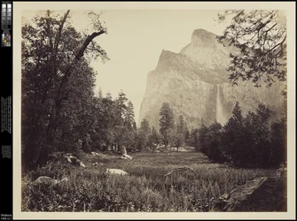 The Bridal Veil, 900 ft. Yosemite, ca 1865