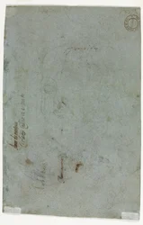 Skiss av ett barns huvud verso, ca. 1586.