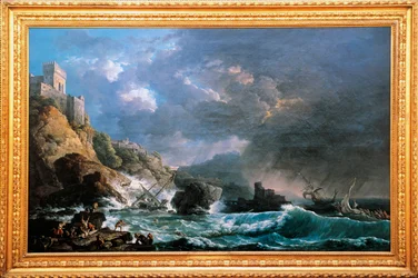Skeppsbrott i Rocky Inlet, av Carlo Bonavia (aktiv 1755-1788), Italien