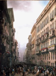 Carnival in Milano street (olja på duk, ca 1847)