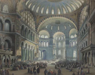 Interiör av Hagia Sofia i Konstantinopel
