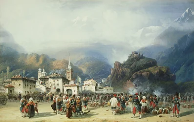 Kriget i Italien: Susa, Mont Cenis, Bivack med franska trupper, 1859