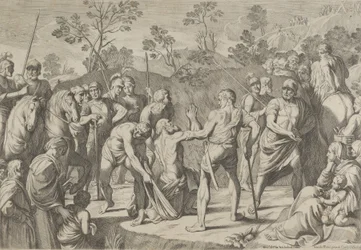 Den helige Andreas knäböjer i bön när han leds till korset, efter Reni, 1650-80.