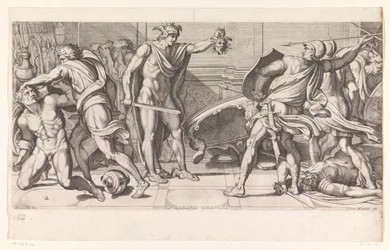 Phineus och hans undersåtar förvandlades till sten Målningar i Palazzo Farnese i Rom (serietitel) Galeria nel Palazzo Farnese i Roma (serietitel)