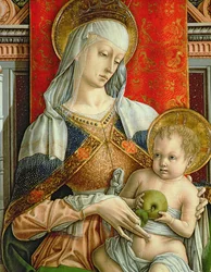 Madonna och barn, detalj från polyptiken SantEmidio, 1473 tempera på paneldetalj av 76636