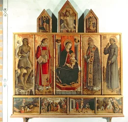 Madonna och barn med helgon, polyptyk, 1468 (tempera på panel)