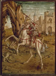 Sankt Göran dödar draken (predella till Pala Odoni), efter 1490