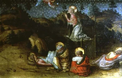 The Agony in the Garden, vänster hand predella panel från San Silvestro polyptyk