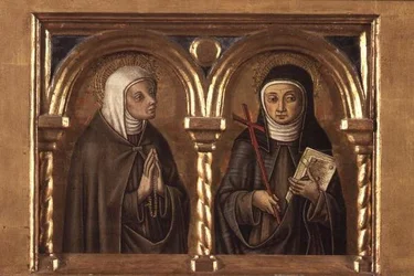 Oidentifierad kvinna och St. Clare of Assisi (predellapanel) (detalj av 57606)