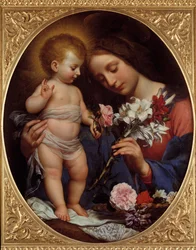 Jungfrun med liljan. Målning av Carlo Dolci (1616-1686), 1642. H. 0,79 x 0,65 m, Montpellier, Musée Fabre