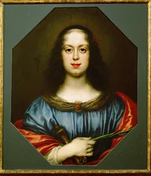 Vittoria della Rovere, dotter till Federigo Ubaldo av Urbino, hustru till storhertig Ferdinand II av Toscana, som Sankta Katarina (olja på duk)