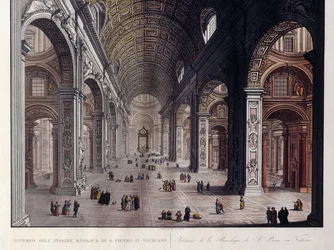 Interiör av den stora basilikan San Pietro i Vatikanen,