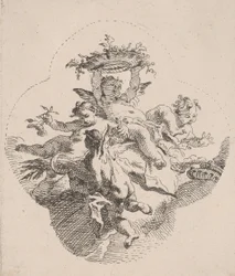 Putti håller blommor, 1725-75.