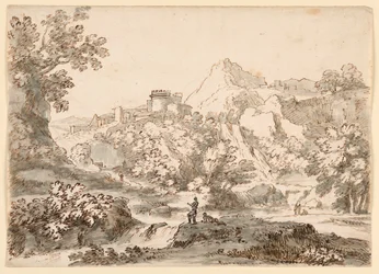 Teckning, Ett landskap med stad, 1750-1770