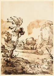 Teckning, Ett pastoralt landskap, 1760-1780