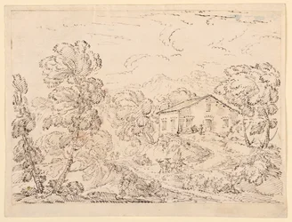 Teckning, En trattoria i skogen, 1760-1770