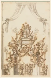 Ritning, Förslag till en katafalk för Karl Emanuel III av Sardinien, 1773