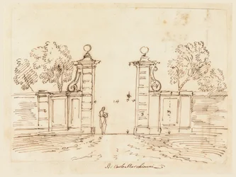 Ritning, Förslag till port till en villa, 1750-55