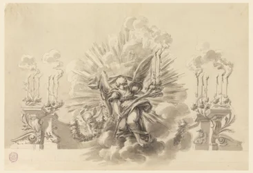 Teckning, Förslag till en ceremoniell dekoration, ca 1760