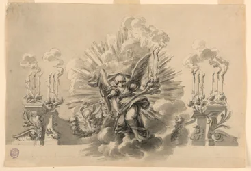 Teckning, Förslag till en ceremoniell dekoration, ca 1760