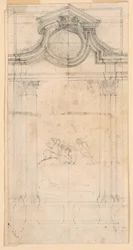 Ritning, Utformning av ett gravmonument för ett kloster, ca 1745
