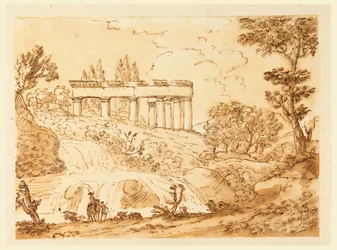 Teckning, Landskap med tempelruiner, 1770-1786