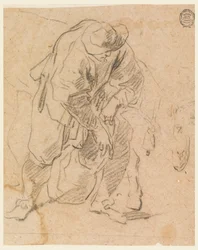 Teckning, Bonde med väska, 1728-78