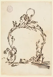 Teckning, Skiss till en kartusch, 1760-80