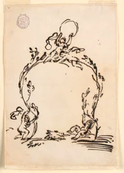 Teckning, Skiss till en kartusch, 1760-80