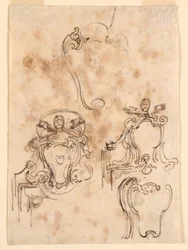 Ritning, Skisser till ramar och täckbrickor, 1758-69