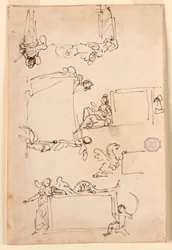 Teckning, Skisser till en tablett, ca 1750