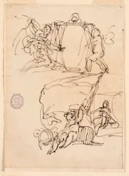 Teckning, Tre skisser, före 1775