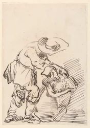 Teckning, arbetande bonde, 1728-78