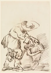Teckning, arbetande bonde, 1728-78