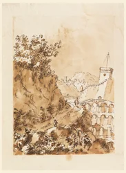 Landskap med bergstad