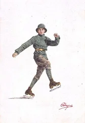 Lone Man Skating (litho i färg)