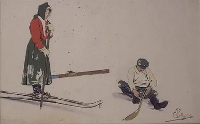 Säkra sina skidor (färg litho)