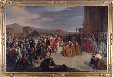 Återinvigningen av Lateranbasilikan i Rom av påven Pius IX, av De Paris, Carlo (1800-1861). Olja på duk