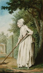 Hertiginnan av Chaulmes, som trädgårdsmästare i en Allee, 1771