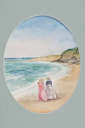 Anne & Henrietta promenerar ner till havet, 2006 (wc på papper)