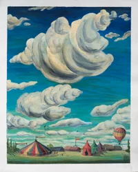 Big Clouds Over Circus Tents, 1992 (olja på papper)