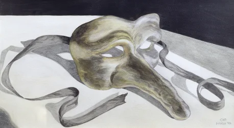 Carnival Mask II (penna och akvarell på papper)