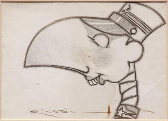 Soldat (svart bläck och kol på papper)
