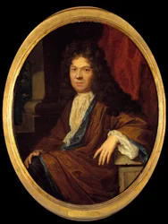 Porträtt av Jean de la Bruyere (1645-1696) moralist francais Målning tillskriven Caspar (Gaspar) Netscher (1639-1684). 1600-talets sön. 0,44x0,36 m - Porträtt av Jean de la Bruyere (1645-1696), fransk moralist. Målning tillskriven Gaspar (Caspar) Ne