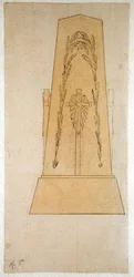 Design för ett monument, 1812 (penna med gul tvätt på papper)